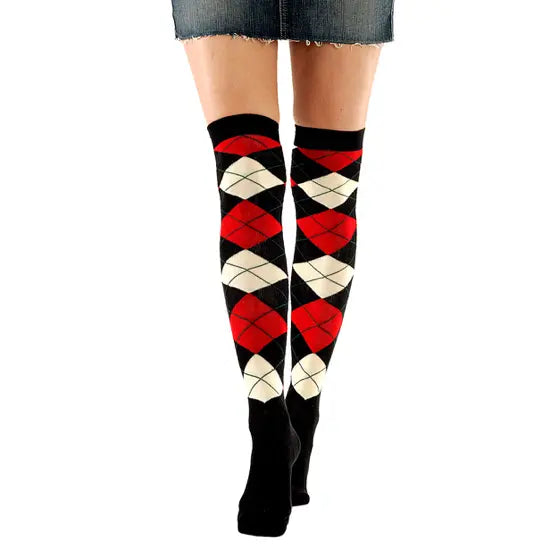 Over the knee argyle socks store