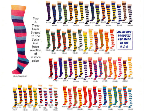 SOCKS - Knee Socks 2 Color Striped