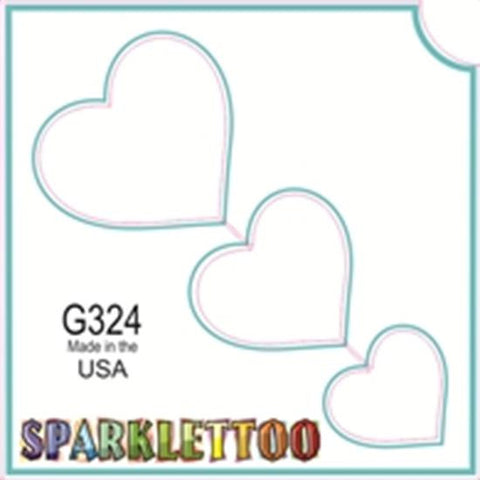 Tattoo Stencils 10 Pack <br>G324  Three Hearts