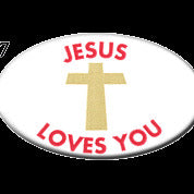 STICKERS BB0077  Jesus Loves You (oval)